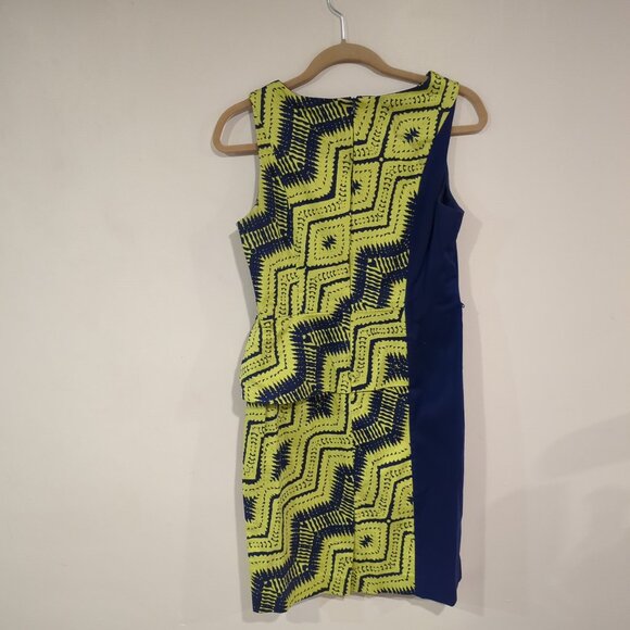 Evan Picone Size 8 graphic size 8 sheath dress with side ruffle - Picture 1 of 5